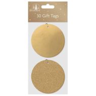 Wonderland Gift Tags 30 Round Foil & Glitter - Gold