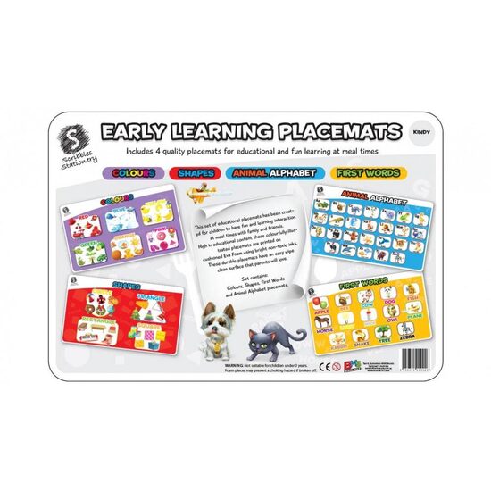 Set 4 Foam Educational Place Mats: Animal Alphabet (Kindy)