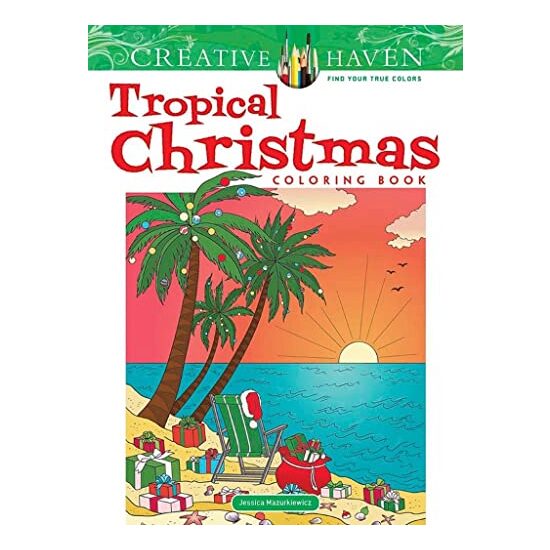 Creative Haven Tropical Christmas Coloring Book - Imagine 1