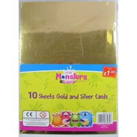 Little Monsters 10 Sheets Gold & Silver Cards