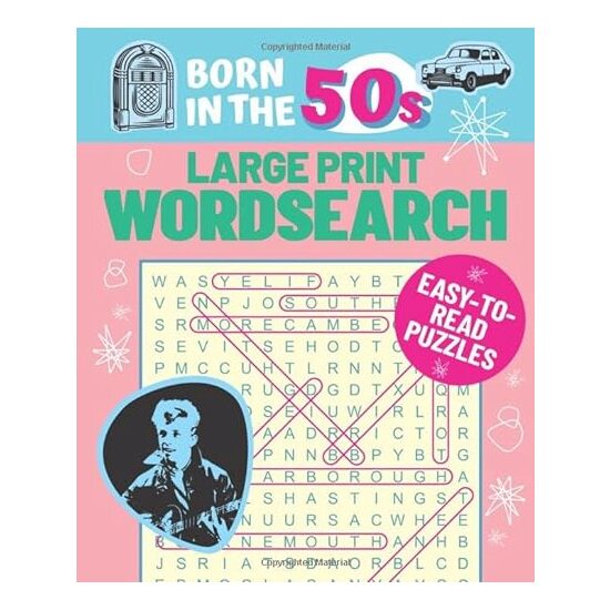 BORN IN THE 50S LARGE PRINT WORDSEARCH