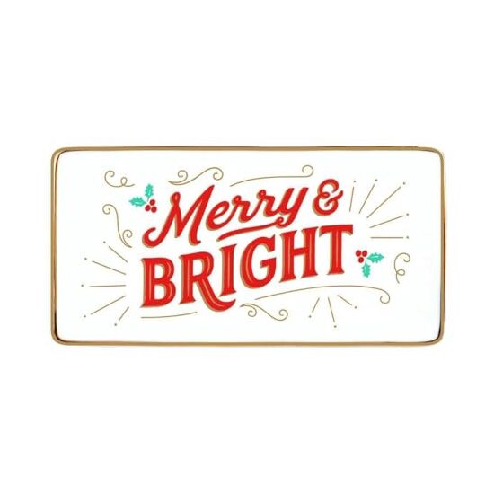 Merry and Bright Rectangle Porcelain Tray