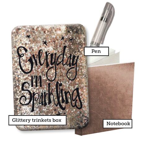 Everyday I'm Sparkling Glitter Stationery Box - Imagine 1