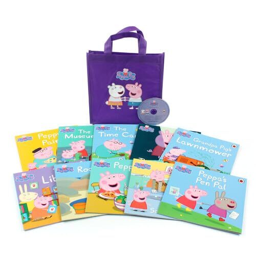 Peppa Pig 10 Book Collection + CD (Purple Bag) - Imagine 1