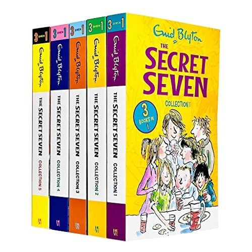 Enid Blyton The Secret Seven 15 Story Collection In 5 Books Set (the Secret Seven, Adventure, Well Done, On The Trail, Go Ahead, Good Work, Win Through, Three Cheers, Mystery & More)