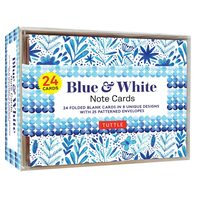 Blue & White Note Cards - 24 Blank Cards