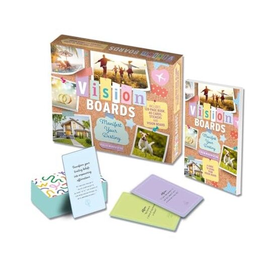 VISION BOARDS MANIFEST YOUR DESTINY KIT Includes 128-page Book, 40 Cards, Stickers, and Vision... Board