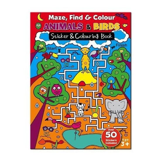 Maze Find and Colour Book - Animals and Birds