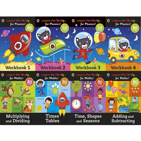 Ladybird I'm Ready for Phonics & Maths KS1 Easy Learning 8 Books Collection Set - Imagine 1