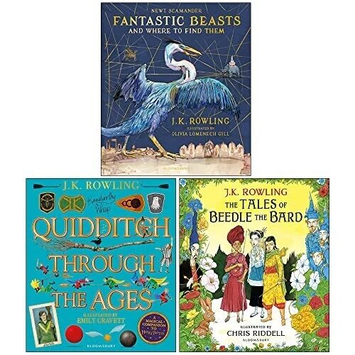 J.K. Rowling Illustrated Edition Collection 3 Books Set Hardback Fantastic Beast