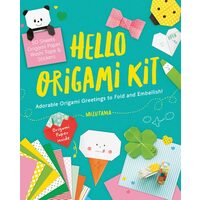 Hello Origami Kit Adorable Origami Greetings to Fold and Embellish, Includes Paper, Washi Tape and Stickers