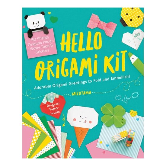 Hello Origami Kit Adorable Origami Greetings to Fold and Embellish, Includes Paper, Washi Tape and Stickers