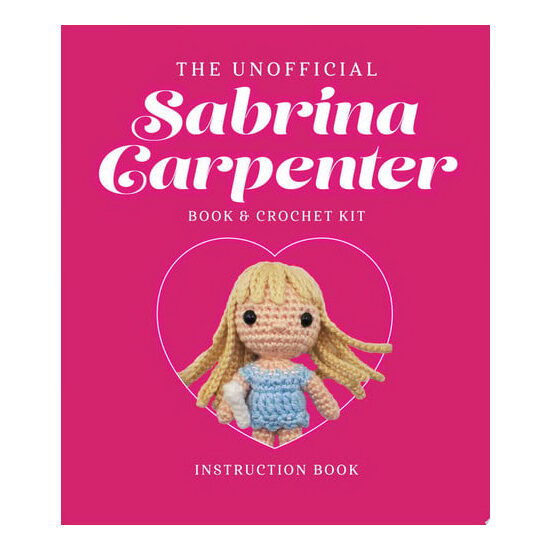 The Unofficial Sabrina Carpenter Book and Crochet Kit Includes Everything to Crochet Your Own Sabrina - Sabrina Carpenter Fact & Project Book, 4 Colors of Yarn, Crochet Hook, Beads, Yarn & Beading Needles, Plastic Safety Eyes, Fiberfill Stuffing