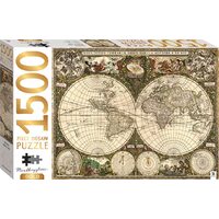 Mindbogglers Gold 1500-Piece Jigsaw: Vintage World Map