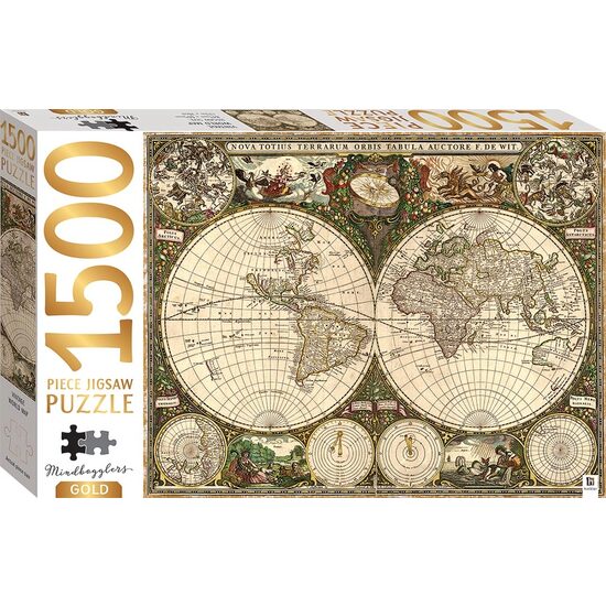 Mindbogglers Gold 1500-Piece Jigsaw: Vintage World Map
