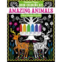 Creative Pages Neon Coloring Kit Amazing Animals