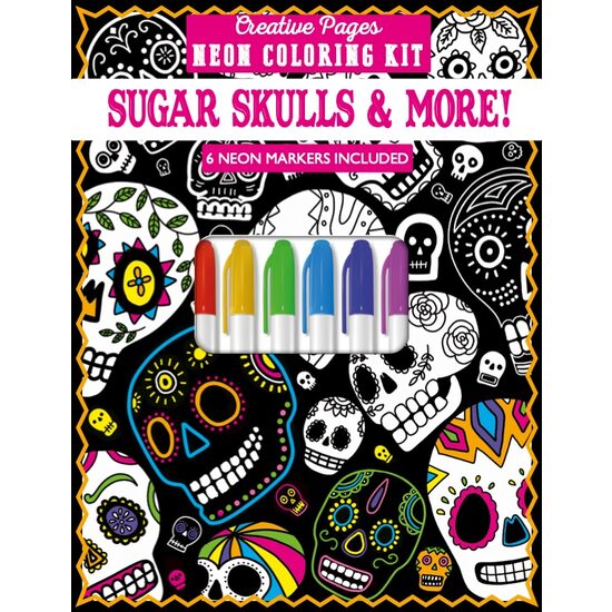 Creative Pages Neon Coloring Kit Sugar Skulls & More!