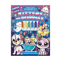 Super Cute Kittens and Puppies Creative Pages Coloring Kit (Markers Included)