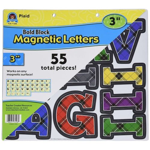 Teacher Created Resources Plaid Bold Block 3" Magnetic Letters.
