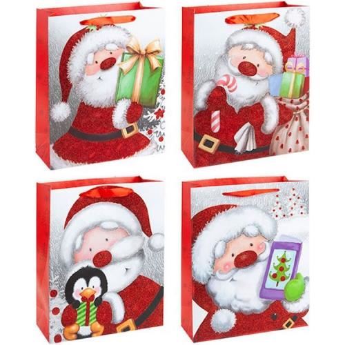 Christmas glitter small gift bag - santa