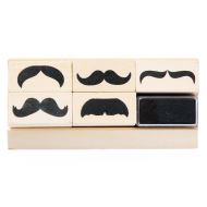 Set of 5 Wooden Moustache Craft Stamps