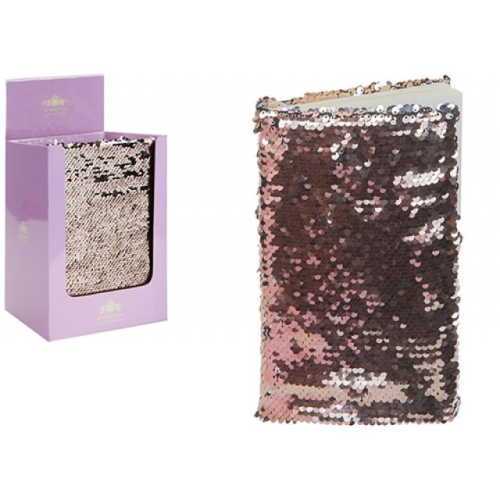 Lined A5 Sequin Rose Gold Notebook - Imagine 1